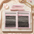 Lash Clusters Kit, 22 Top Styles of Wispy Manga Lashes (10-18mm),4 Bottom Lash Rows, D Curl Volume Lash Book Set with Glue, Brush Tweezers, Fluffy Natural Look Easy to Apply