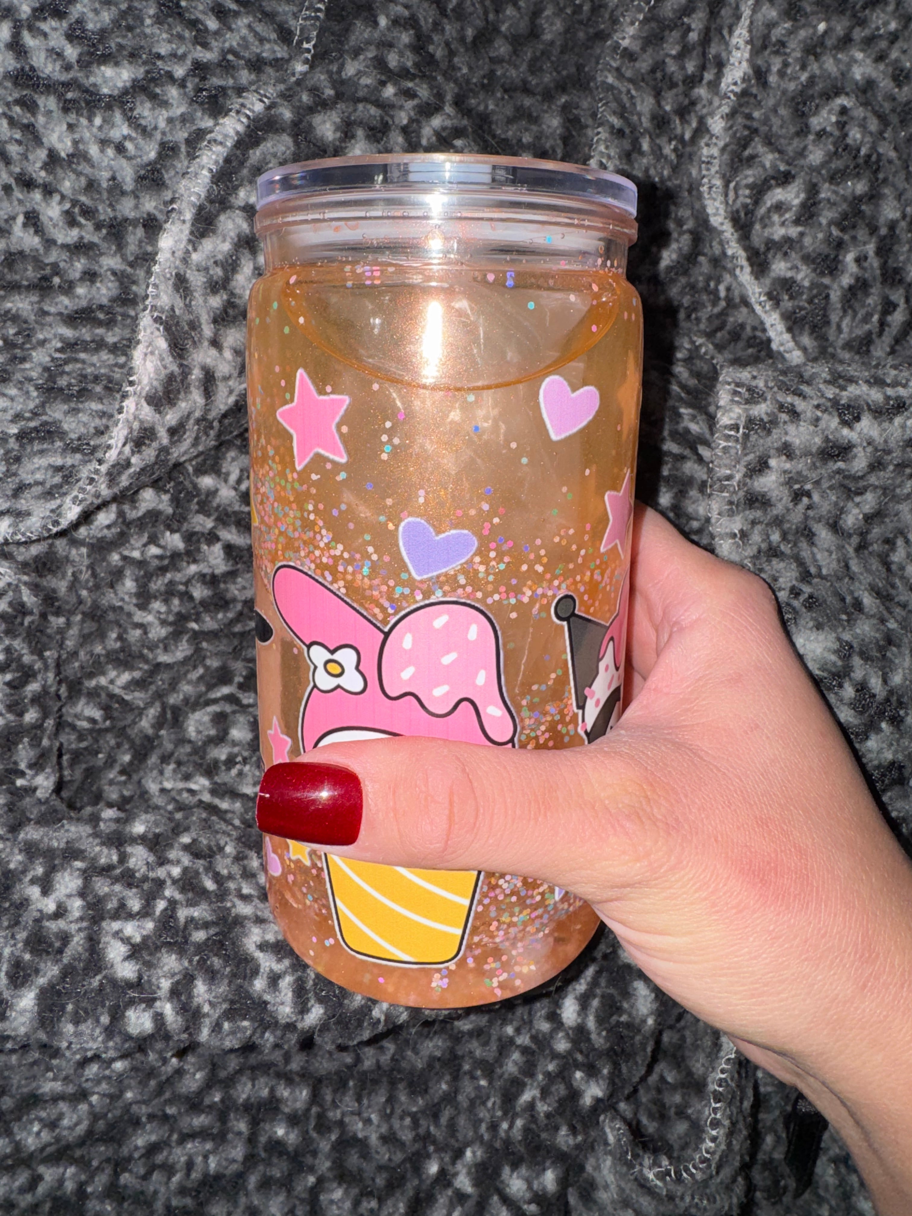Sweet Kitty Sprinkle Glitter Tumbler 16oz with Shimmer Movement – Cute Kawaii Ice Cream Design, Handmade Sparkle Cup Cute Kitty Sprinkle Glitter Tumbler | Handmade Ice Cream Design Cup | Perfect Gift for Kawaii Lovers
