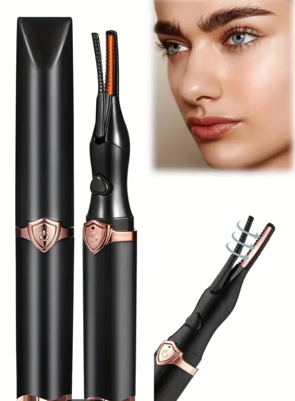 Black Eyelash Curler – No-Pinch Stainless Steel Lash Tool with Refill Pad, Comfortable Grip, Matte Finish