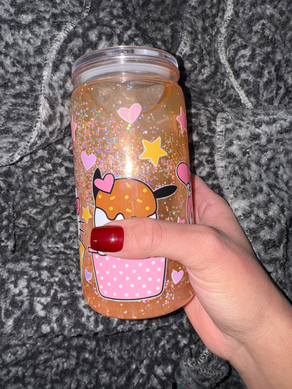 Sweet Kitty Sprinkle Glitter Tumbler 16oz with Shimmer Movement – Cute Kawaii Ice Cream Design, Handmade Sparkle Cup Cute Kitty Sprinkle Glitter Tumbler | Handmade Ice Cream Design Cup | Perfect Gift for Kawaii Lovers