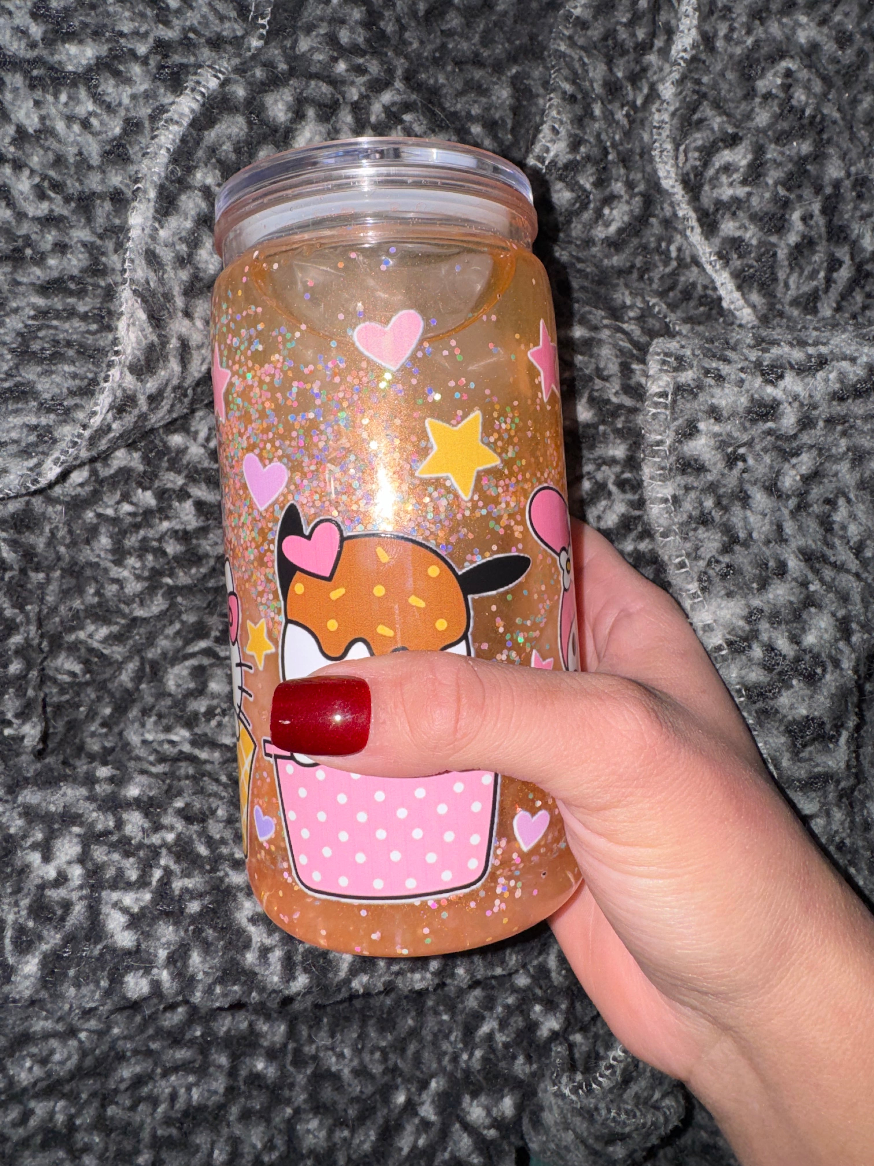 Sweet Kitty Sprinkle Glitter Tumbler 16oz with Shimmer Movement – Cute Kawaii Ice Cream Design, Handmade Sparkle Cup Cute Kitty Sprinkle Glitter Tumbler | Handmade Ice Cream Design Cup | Perfect Gift for Kawaii Lovers