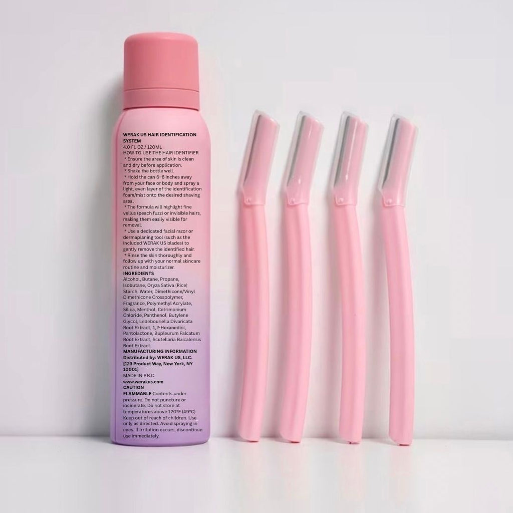 Smooth Skin Savior: Dermaplaning Razor Set with Peach Fuzz Remover Mist Handpacked