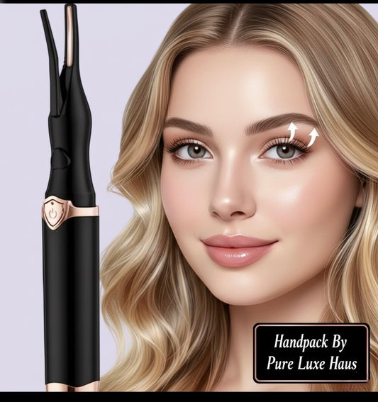 Black Eyelash Curler – No-Pinch Stainless Steel Lash Tool with Refill Pad, Comfortable Grip, Matte Finish