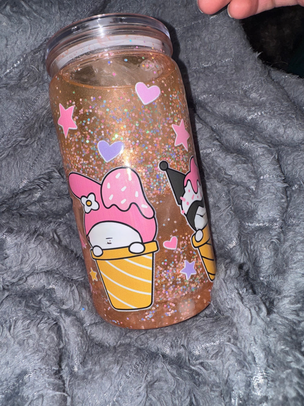 Sweet Kitty Sprinkle Glitter Tumbler 16oz with Shimmer Movement – Cute Kawaii Ice Cream Design, Handmade Sparkle Cup Cute Kitty Sprinkle Glitter Tumbler | Handmade Ice Cream Design Cup | Perfect Gift for Kawaii Lovers