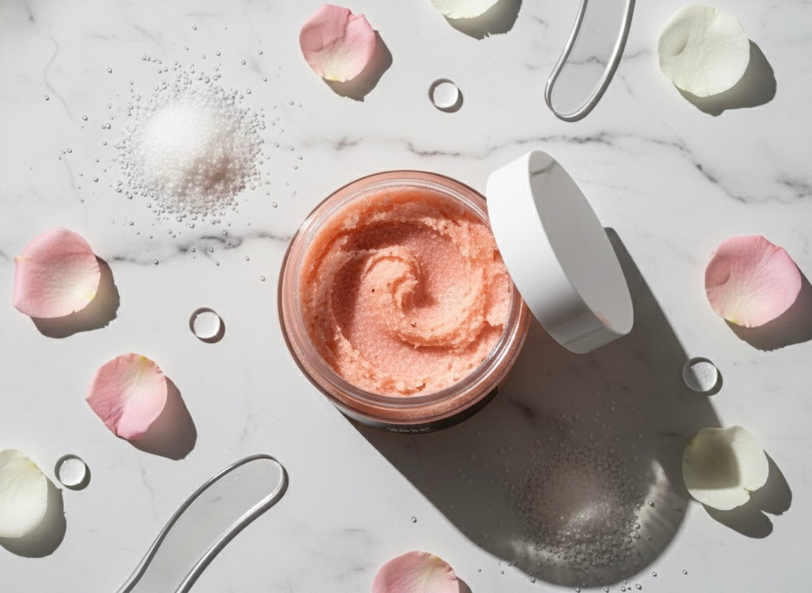 Pure Luxe Haus Coco Rose Body Polish, Exfoliating Sugar Scrub, 8.8 oz, Hydrating and Brightening