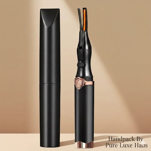 Black Eyelash Curler – No-Pinch Stainless Steel Lash Tool with Refill Pad, Comfortable Grip, Matte Finish