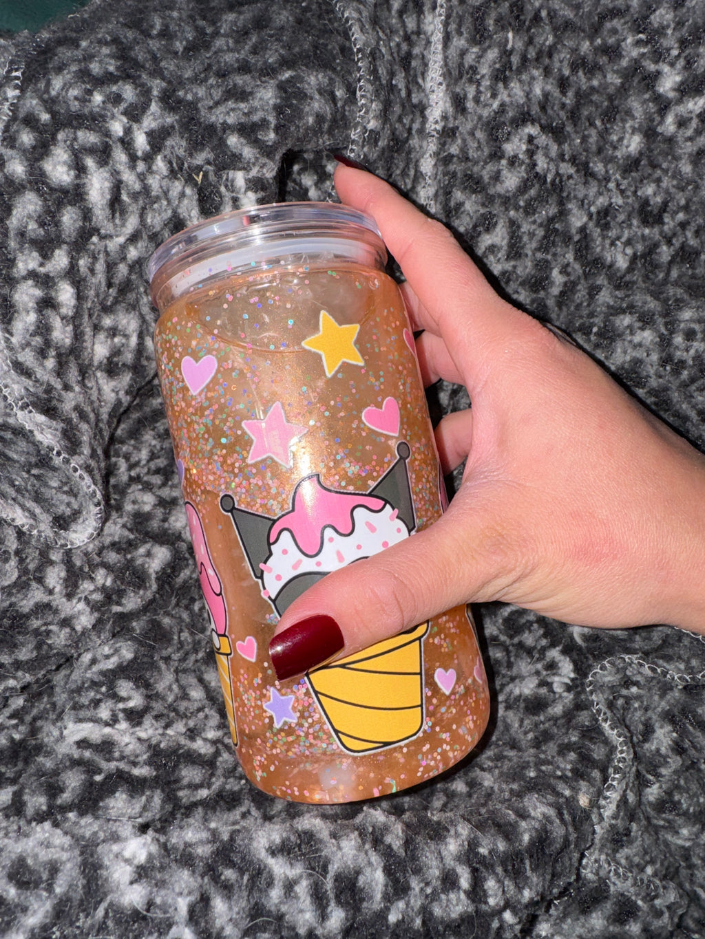 Sweet Kitty Sprinkle Glitter Tumbler 16oz with Shimmer Movement – Cute Kawaii Ice Cream Design, Handmade Sparkle Cup Cute Kitty Sprinkle Glitter Tumbler | Handmade Ice Cream Design Cup | Perfect Gift for Kawaii Lovers