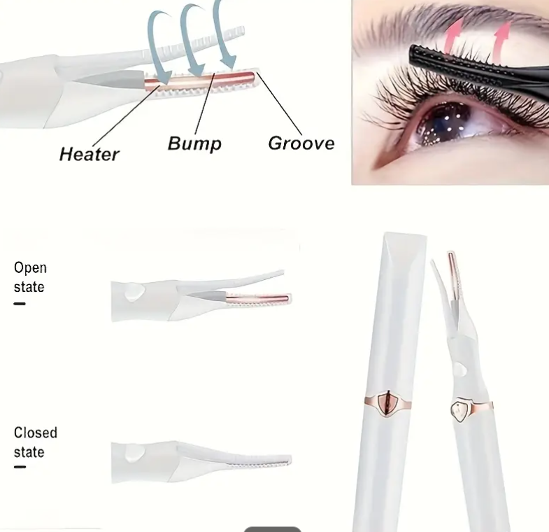 2-in-1 Heated Eyelash Curler – USB Rechargeable, Long-Lasting Lift