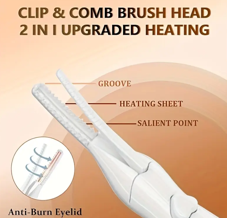 2-in-1 Heated Eyelash Curler – USB Rechargeable, Long-Lasting Lift