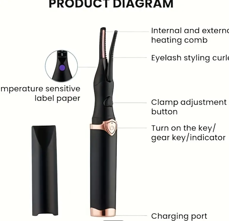 2-in-1 Heated Eyelash Curler – USB Rechargeable, Long-Lasting Lift