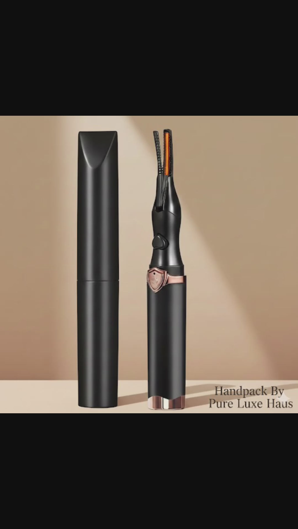 Black Eyelash Curler – No-Pinch Stainless Steel Lash Tool with Refill Pad, Comfortable Grip, Matte Finish