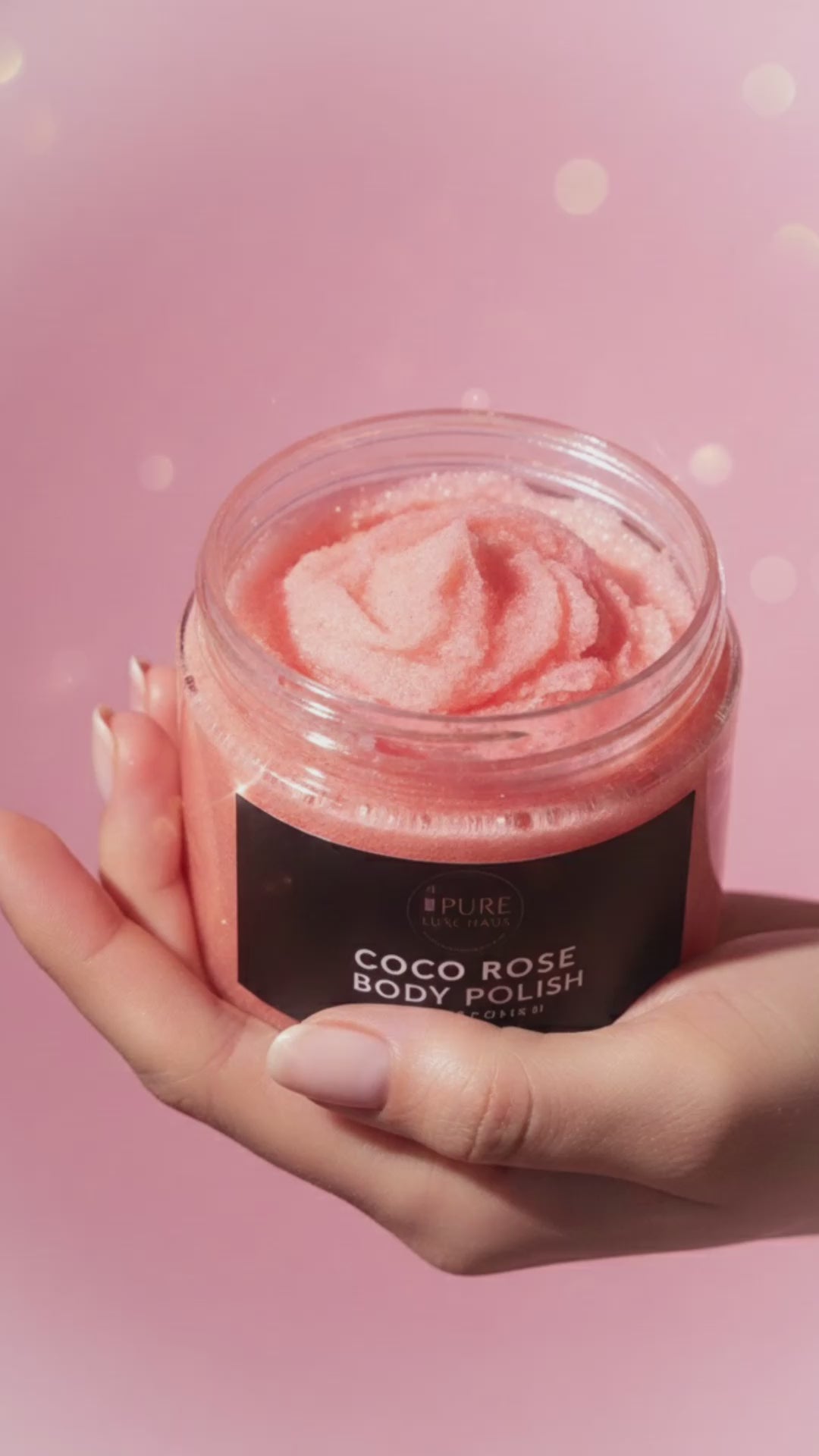 Pure Luxe Haus Coco Rose Body Polish, Exfoliating Sugar Scrub, 8.8 oz, Hydrating and Brightening
