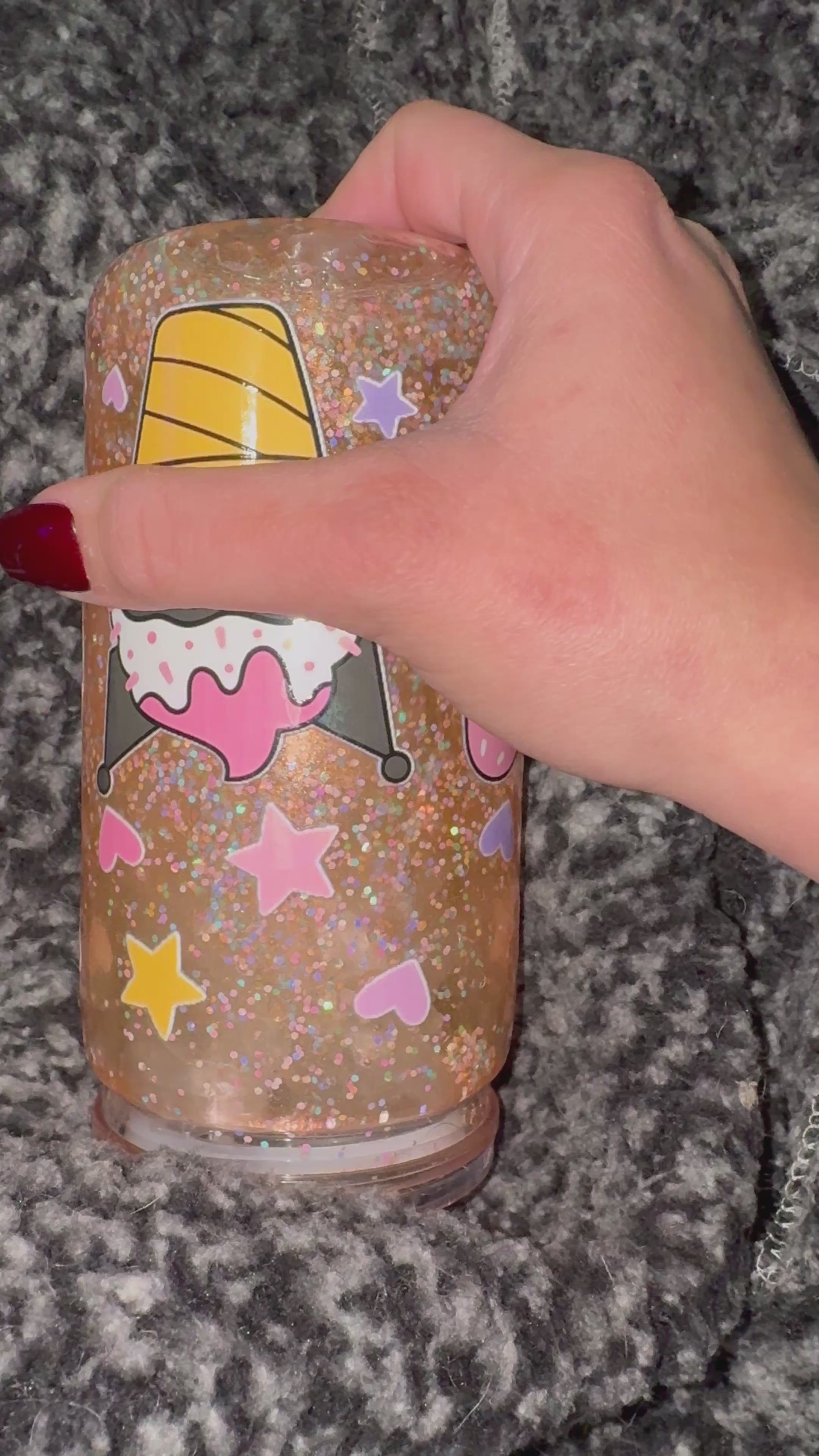 Sweet Kitty Sprinkle Glitter Tumbler 16oz with Shimmer Movement – Cute Kawaii Ice Cream Design, Handmade Sparkle Cup Cute Kitty Sprinkle Glitter Tumbler | Handmade Ice Cream Design Cup | Perfect Gift for Kawaii Lovers